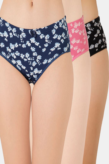 Buy Lady Lyka Medium Rise Full Coverage Hipster Panty (Pack of 3) - Multicolor